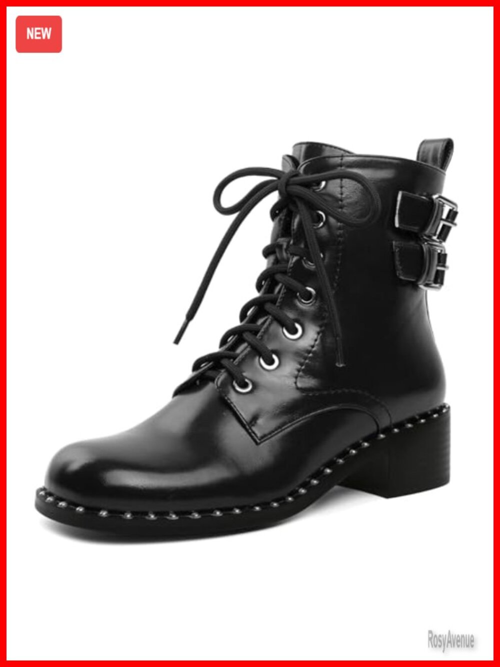 Women's Faux Leather Combat Boots Platform Ankle Booties